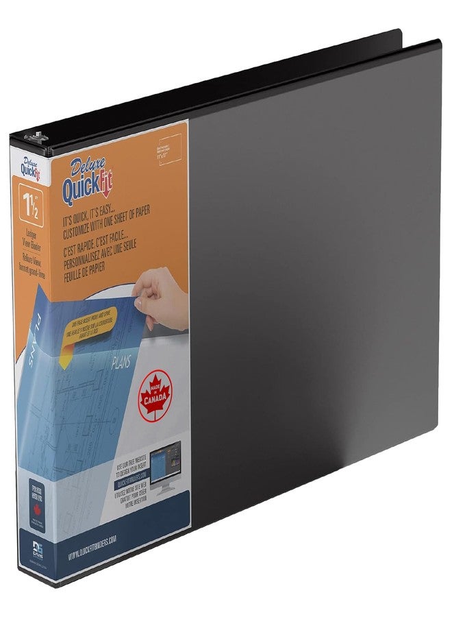 QuickFit Heavy Duty 11 x 17 Inch Spreadsheet View Binder, D Ring, Black, Single, 1.5 Inch - Image 1