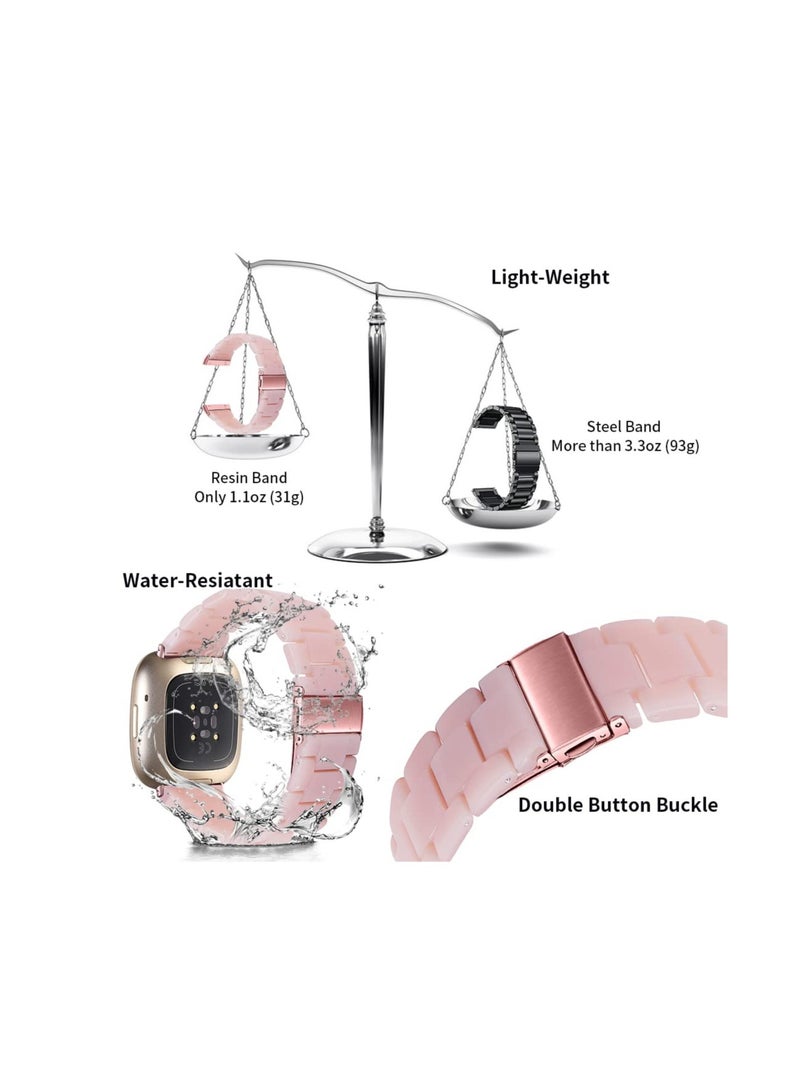 Resin Watch Band, Compatible Band for Fitbit Versa 4/Sense 2/Versa 3/Sense 1, Lightweight Adjustable, Fashion Bracelet Wristband Replacement for Women Men with Stainless Metal Buckle - Image 2