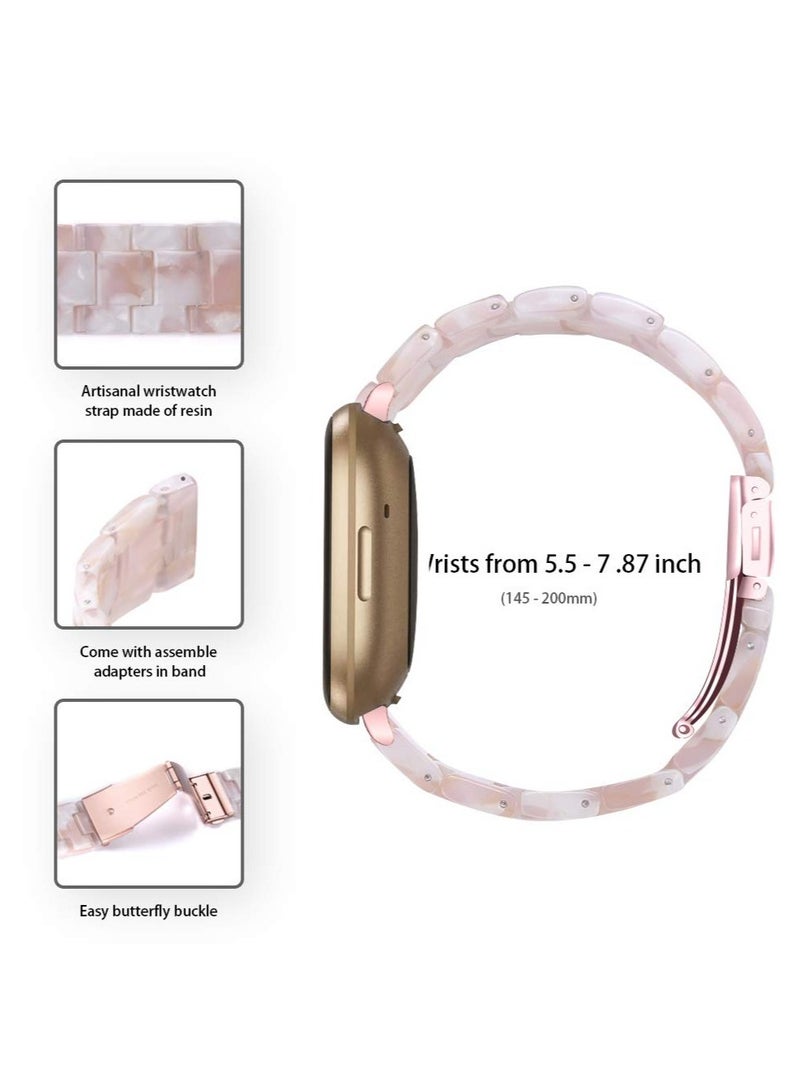 Resin Watch Band, Compatible Band for Fitbit Versa 4/Sense 2/Versa 3/Sense 1, Lightweight Adjustable, Fashion Bracelet Wristband Replacement for Women Men with Stainless Metal Buckle - Image 4