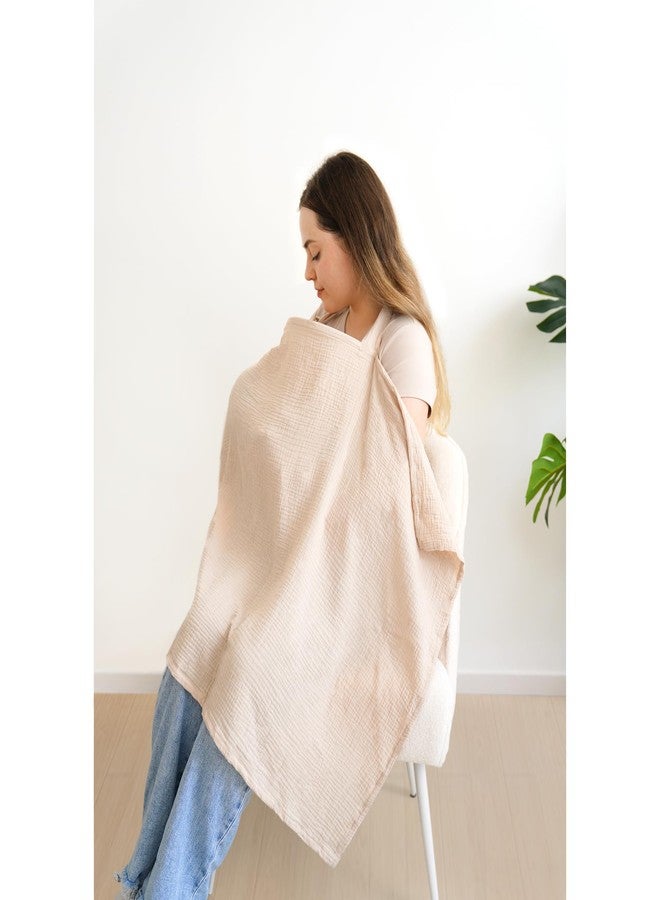 MairMore Muslin Nursing Covers for Breastfeeding, Privacy Breast Feeding Cover with Arch Neckline for Mom and Baby, Breathable 100% Cotton Nursing Apron Multi-use Stroller Cover - Image 5