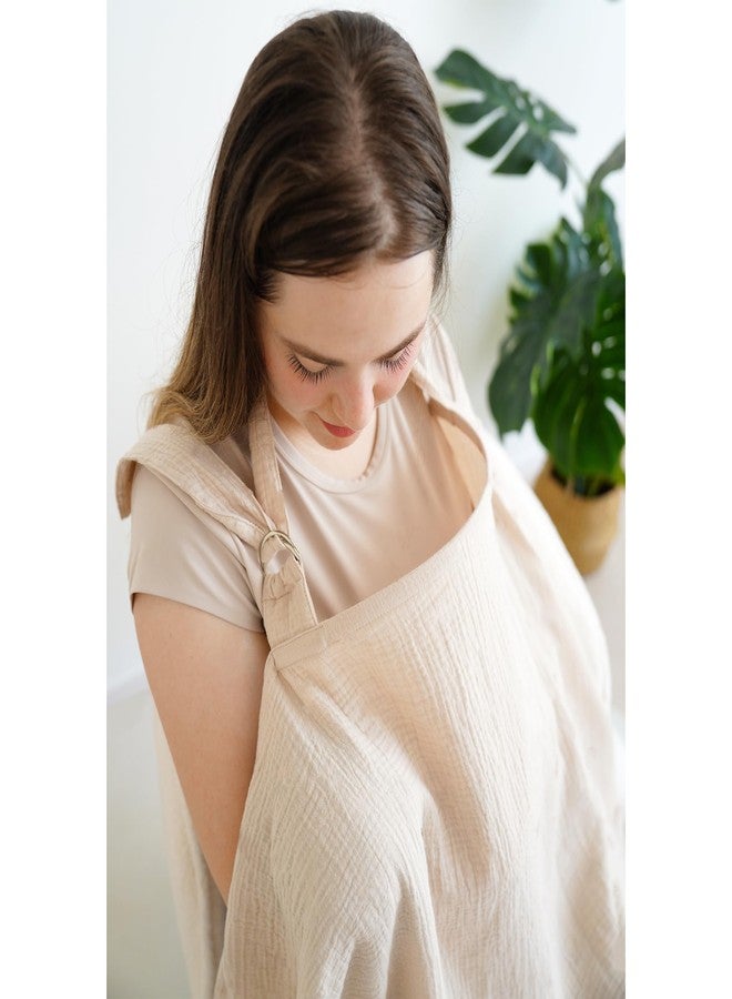MairMore Muslin Nursing Covers for Breastfeeding, Privacy Breast Feeding Cover with Arch Neckline for Mom and Baby, Breathable 100% Cotton Nursing Apron Multi-use Stroller Cover - Image 4