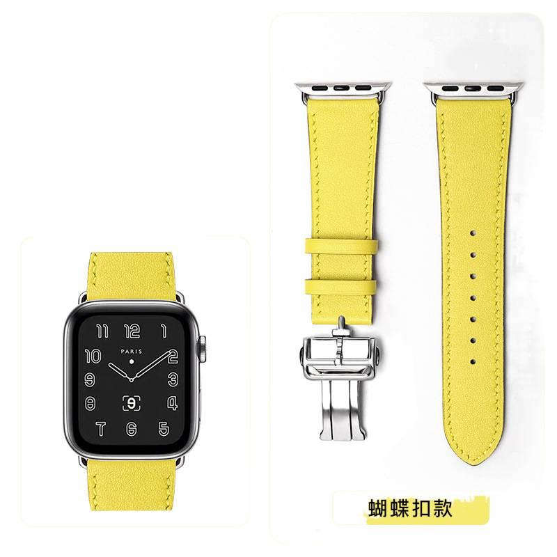 Leather Smartwatch Band for daily smartwatch wear and replacement strap Yellow Routine Use Personal Use Indoor Use On The Go Use Work Use Family - Image 1