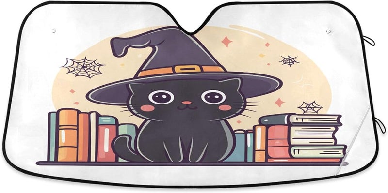 Cute Black Cat Car Windshield Sun Shade Foldable Sun Visor Automotive Sunshades for Car Truck SUV Blocks UV Rays Keep Your Vehicle Cool - Image 1