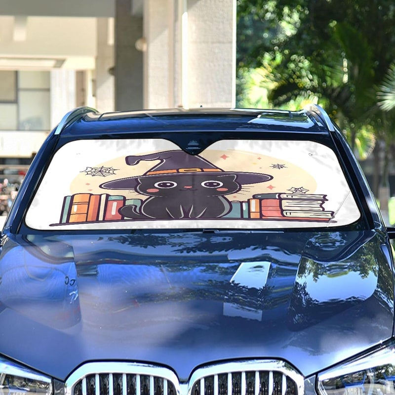 Cute Black Cat Car Windshield Sun Shade Foldable Sun Visor Automotive Sunshades for Car Truck SUV Blocks UV Rays Keep Your Vehicle Cool - Image 4