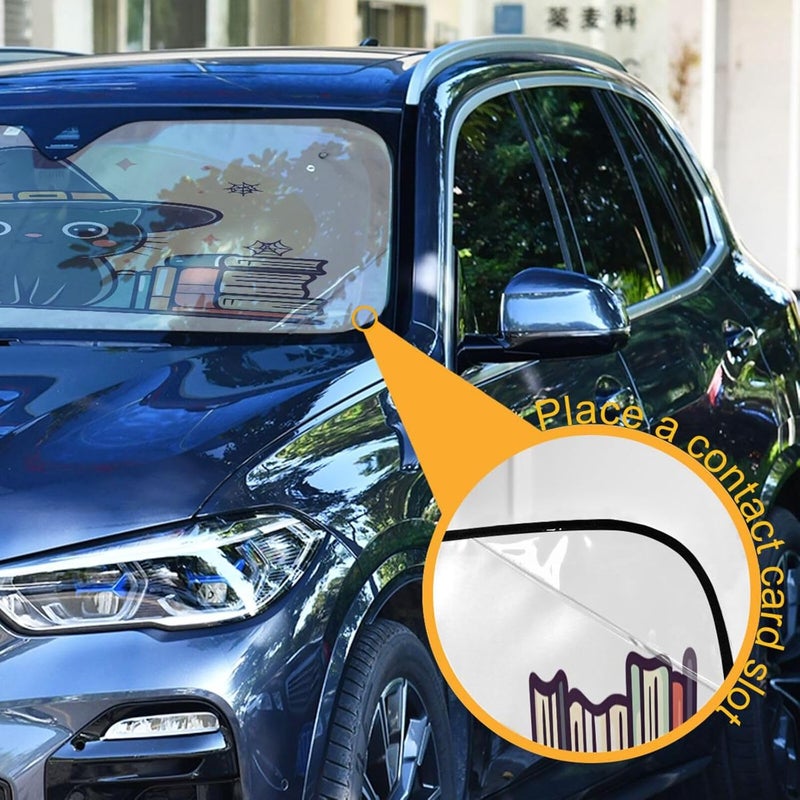 Cute Black Cat Car Windshield Sun Shade Foldable Sun Visor Automotive Sunshades for Car Truck SUV Blocks UV Rays Keep Your Vehicle Cool - Image 3