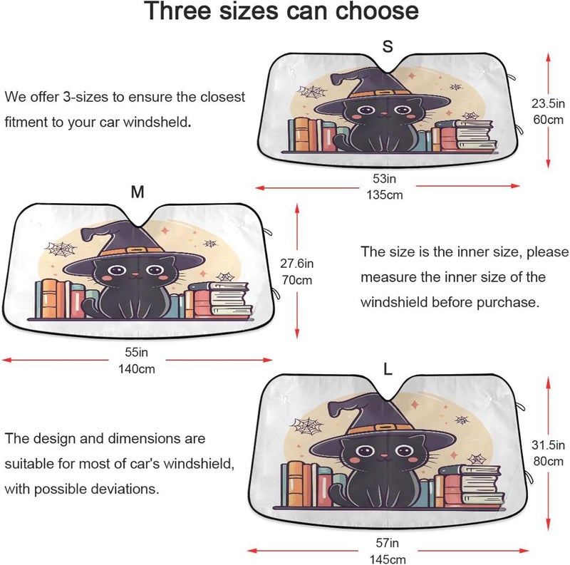 Cute Black Cat Car Windshield Sun Shade Foldable Sun Visor Automotive Sunshades for Car Truck SUV Blocks UV Rays Keep Your Vehicle Cool - Image 5