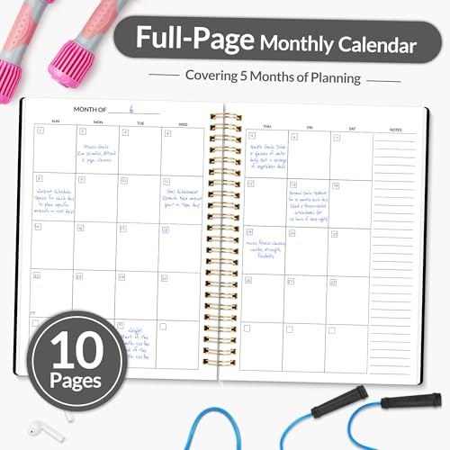 SUNEE Fitness Journal Workout Planner for Women & Men, A5 (6.4" x 8.3") Workout Journal Log Book Planner Gift for Track Gym Essentials, Home Workouts, Track Progress, Achieve Wellness Goals, Black - Image 4