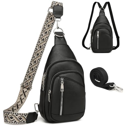 MYHOZEE Sling Bag for Women Men Removable Strap Crossbody Bags for Women Cross Body Purse Small Backpack Purse Leather Casual Daypack Chest Bag Large Anti Theft Sash Bag for Travel Hiking Cycling - Image 1