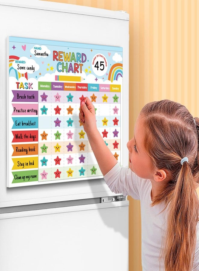 KEASKELL Reward Chart for Kids,Magnetic Behavior Chore Chart for Kids at Home,26 Rainbow Blue Chore Charts,1960 Star Stickers,56 Reward Stickers,Incentive Chore Chart to Develop Responsibility and Good Habits - Image 2