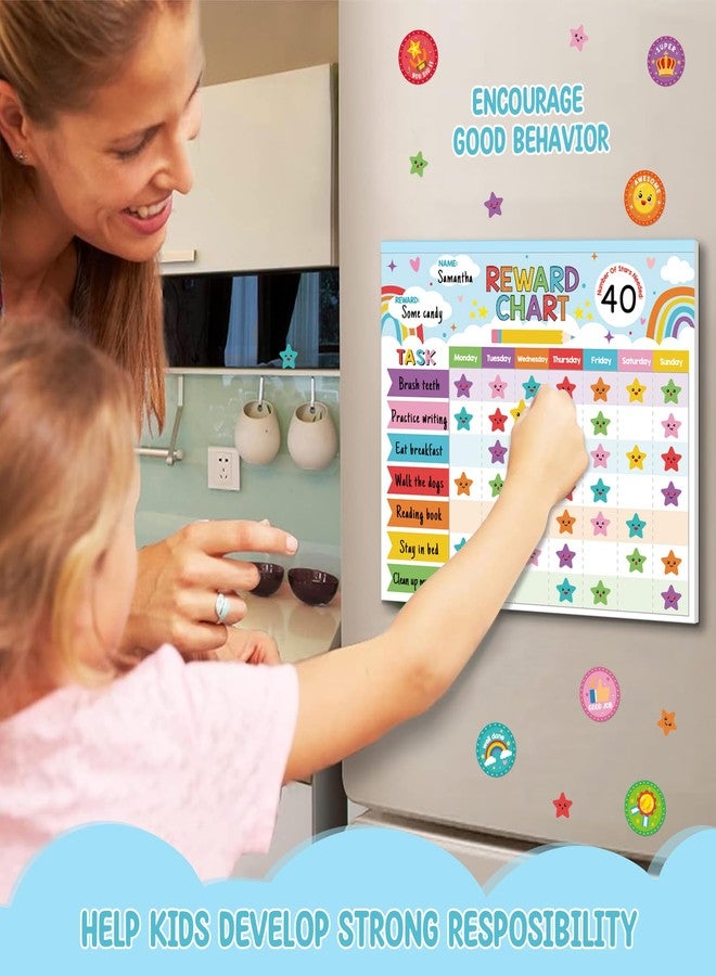 KEASKELL Reward Chart for Kids,Magnetic Behavior Chore Chart for Kids at Home,26 Rainbow Blue Chore Charts,1960 Star Stickers,56 Reward Stickers,Incentive Chore Chart to Develop Responsibility and Good Habits - Image 5