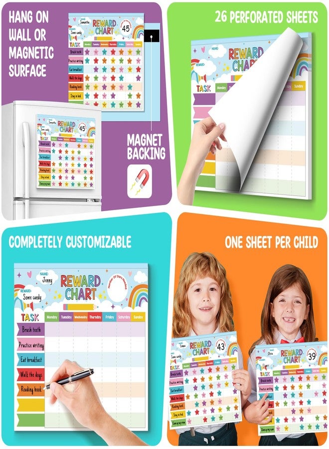 KEASKELL Reward Chart for Kids,Magnetic Behavior Chore Chart for Kids at Home,26 Rainbow Blue Chore Charts,1960 Star Stickers,56 Reward Stickers,Incentive Chore Chart to Develop Responsibility and Good Habits - Image 4