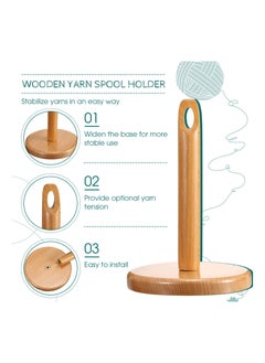 KASTWAVE Wood Yarn Holder for Knitting Crochet Wooden Frame with Hole in The Middle, Prevent Yarn Tangling, Winding and Dispensing Accessories, Presents for Craft Lovers Knitting Tool for Knitting Craft  - Image 2