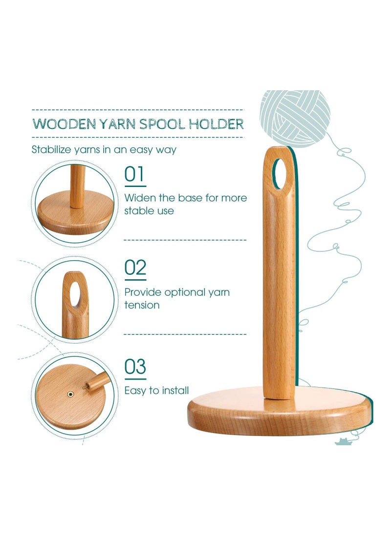 KASTWAVE Wood Yarn Holder for Knitting Crochet Wooden Frame with Hole in The Middle, Prevent Yarn Tangling, Winding and Dispensing Accessories, Presents for Craft Lovers Knitting Tool for Knitting Craft  - Image 2