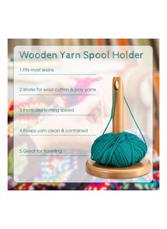 KASTWAVE Wood Yarn Holder for Knitting Crochet Wooden Frame with Hole in The Middle, Prevent Yarn Tangling, Winding and Dispensing Accessories, Presents for Craft Lovers Knitting Tool for Knitting Craft  - Image 3