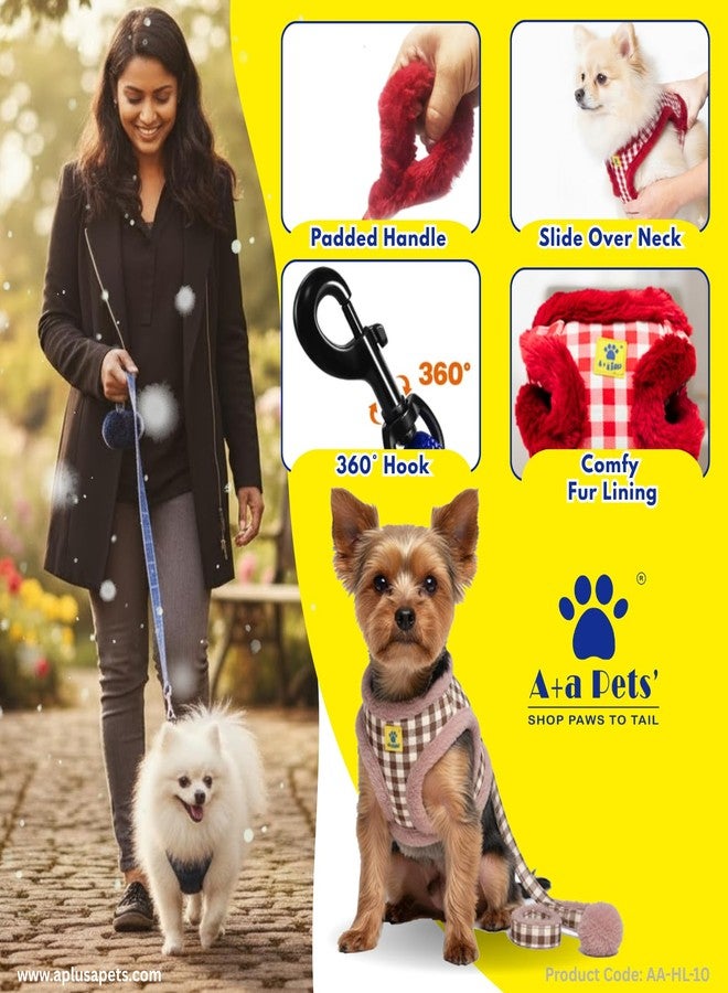 A+a Pets' Luxury Fur Harness & Leash Set for Cat & Small Dog | Lightweight, Escape Proof, Vest Combo (Brown, L) - Image 2