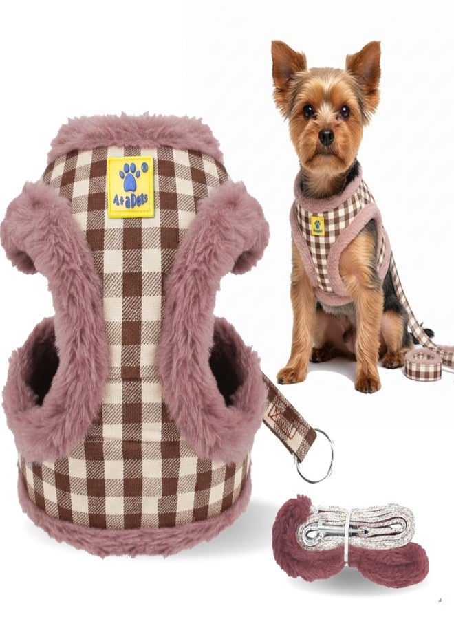 A+a Pets' Luxury Fur Harness & Leash Set for Cat & Small Dog | Lightweight, Escape Proof, Vest Combo (Brown, L) - Image 1
