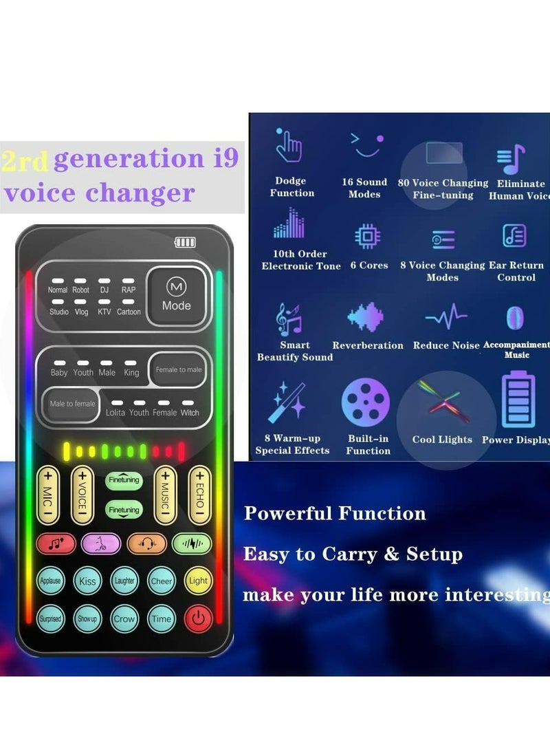 Generic Portable Voice Changer, 2rd Generation i9 Live Sound Card, Cool Lights Sound Board - Voice Disguiser/Modulator for PS4/PS5/Xbox One/PC/Phone/Laptops with Adjustable Voice Functions  - Image 3