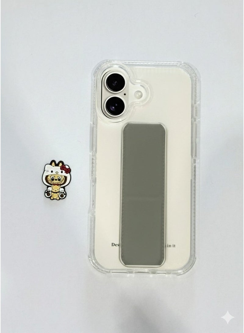 مجسيف جراب شفاف لهاتف Apple IPhone 17 مزود بمسند وحامل وملصق عشوائي كهدية - Image 1