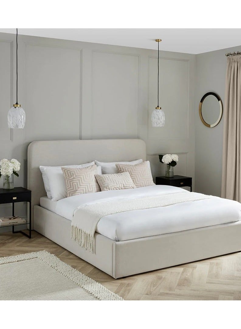 ملاذ هاوس سرير مبطن بأزرار - MZBDN02-OFW-100 سم - مصنوع من قماش ناعم مع لوح رأس مبطن بأزرار - 100 سم - الأبعاد: ارتفاع 120 سم × طول 195 سم - طول 195 سم × ارتفاع 120 سم × عرض 100 سم - Image 1