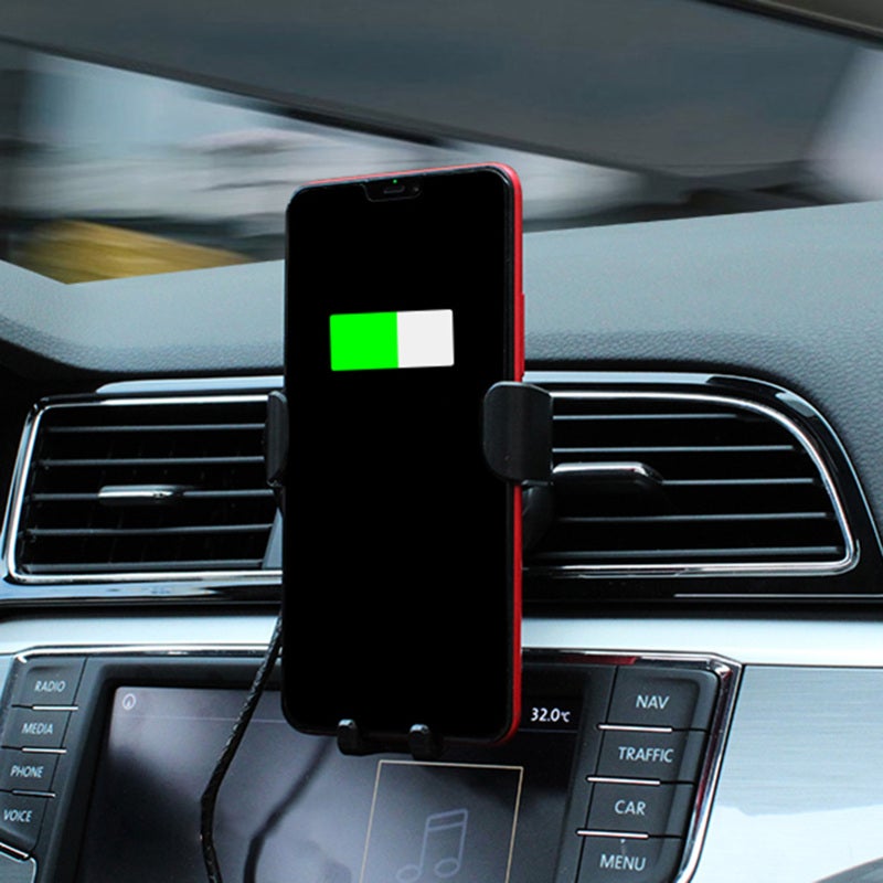 Car Wireless Charger: Black Fine Quality Dirt & Abrasion-Resistant Material, 8mm Sensing Distance - Auto-Clamp Sensitive Switch, Car Phone Holder for Wireless Charging Enabled Phones - Image 5