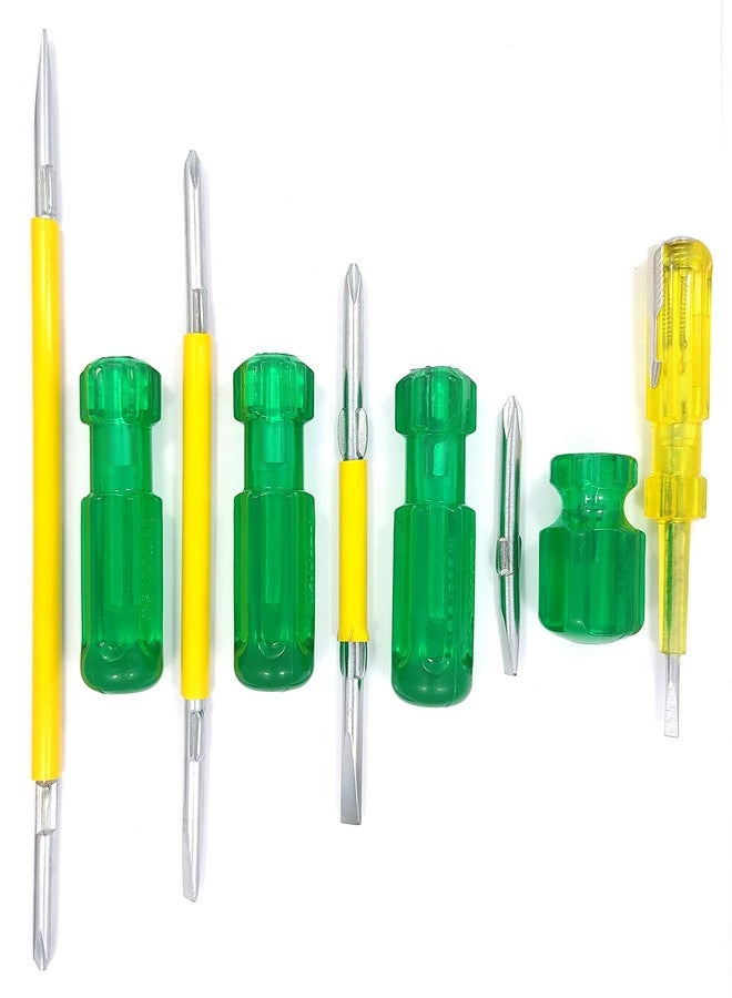 PERFECT TECH Screw Driver Set of 5 Pcs | 2 in 1 Screw Driver | (2, 4, 6, 8 Green and Silver) | Tool Steel Tester | Long handle Strong Grip Carbon Steel Combination | Multipurpose use | Magnetic Tip - Image 2