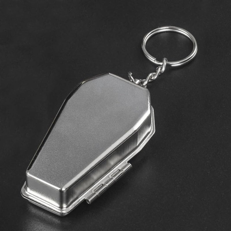 Coffin Shaped Metal Pocket Ashtray Keychain Lightweight Travel Outdoor Use - Image 3