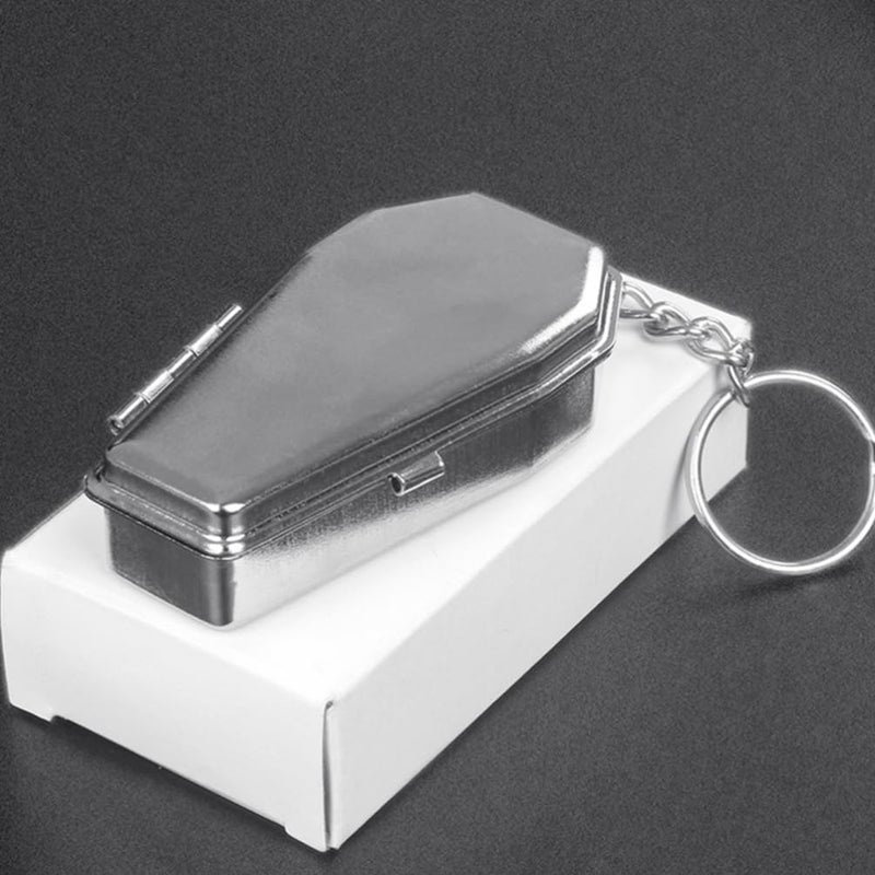 Coffin Shaped Metal Pocket Ashtray Keychain Lightweight Travel Outdoor Use - Image 5