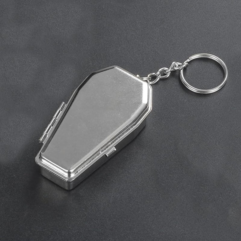 Coffin Shaped Metal Pocket Ashtray Keychain Lightweight Travel Outdoor Use - Image 4