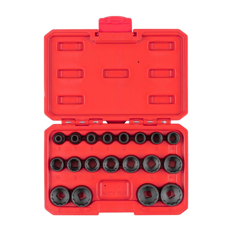 TEKTON 38 Inch Drive 12Point Impact Socket Set with Case 19Piece 624 mm SID91306