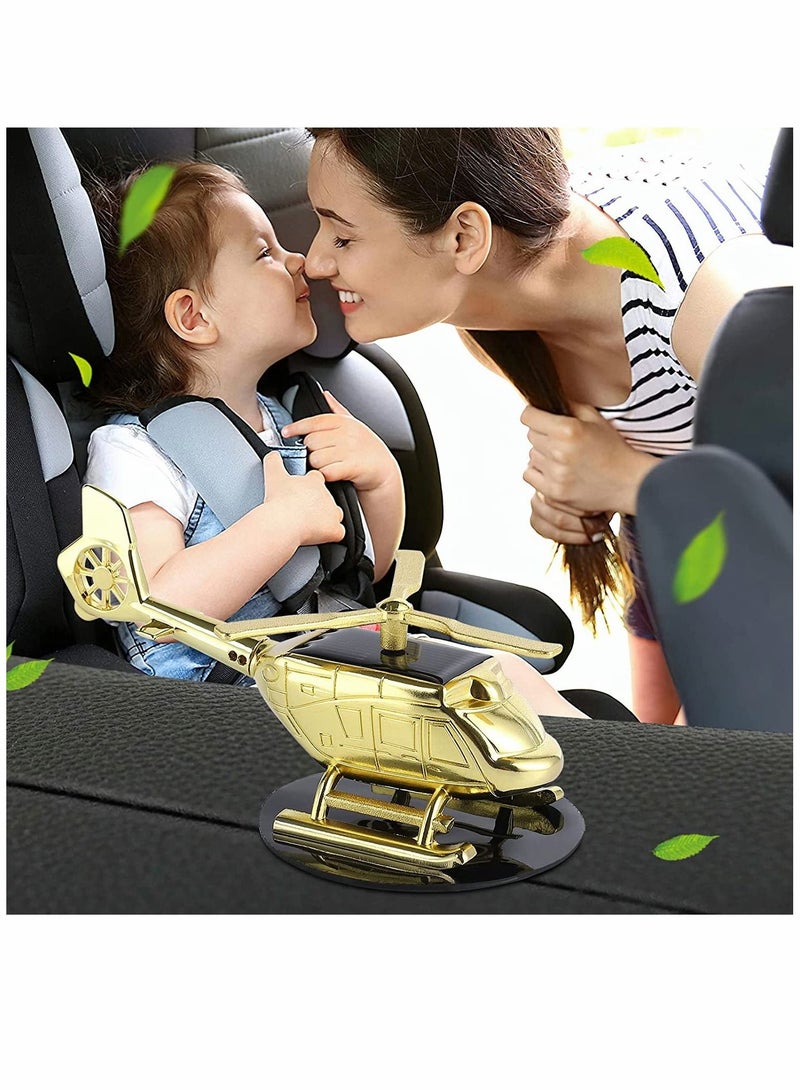 Air Freshener Car Fragrance Diffuser Solar Rotating Automotive Fresheners Ornament Helicopter Shape Solid Aromatherapy Decoration for and Home (Gold) - Image 2
