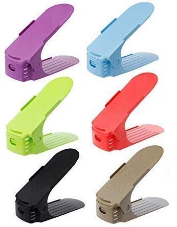BSBDA BSBDA Shoe Holder Plastic Space Saving Rack Stand Folding Slots Organizer for Sandals Slipper Heels Boots FlipFlops