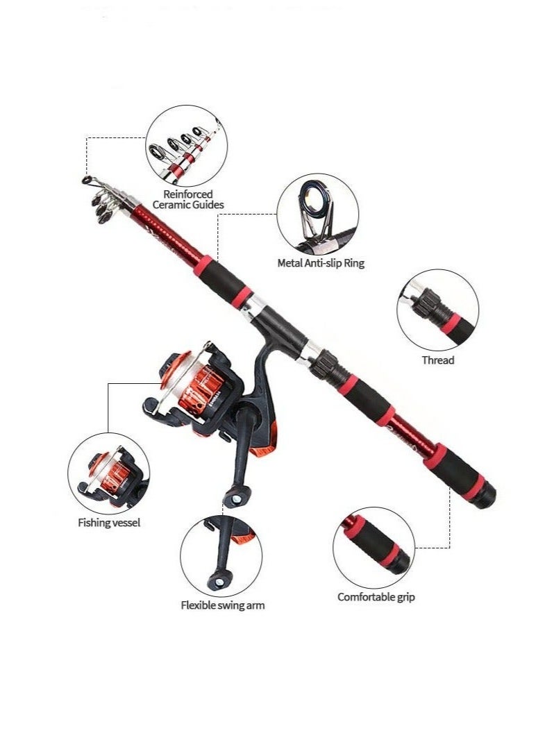 Arabest Lures Set Hard Sea Fishing Rod and Reel Combos, Portable Telescopic Fishing Rod and Reel Combo Kit, with Carrier Bag, Fishing Gear, Fishing Lures, Complete Sea Pole Kit - Image 4