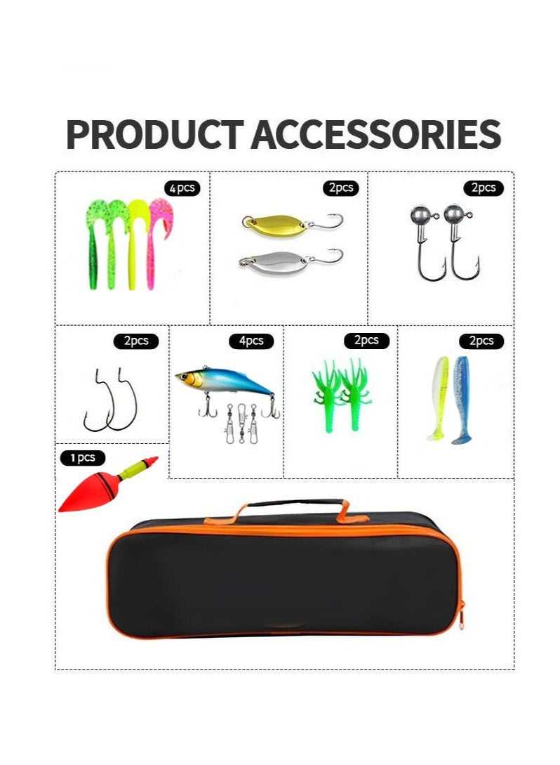 Arabest Lures Set Hard Sea Fishing Rod and Reel Combos, Portable Telescopic Fishing Rod and Reel Combo Kit, with Carrier Bag, Fishing Gear, Fishing Lures, Complete Sea Pole Kit - Image 3