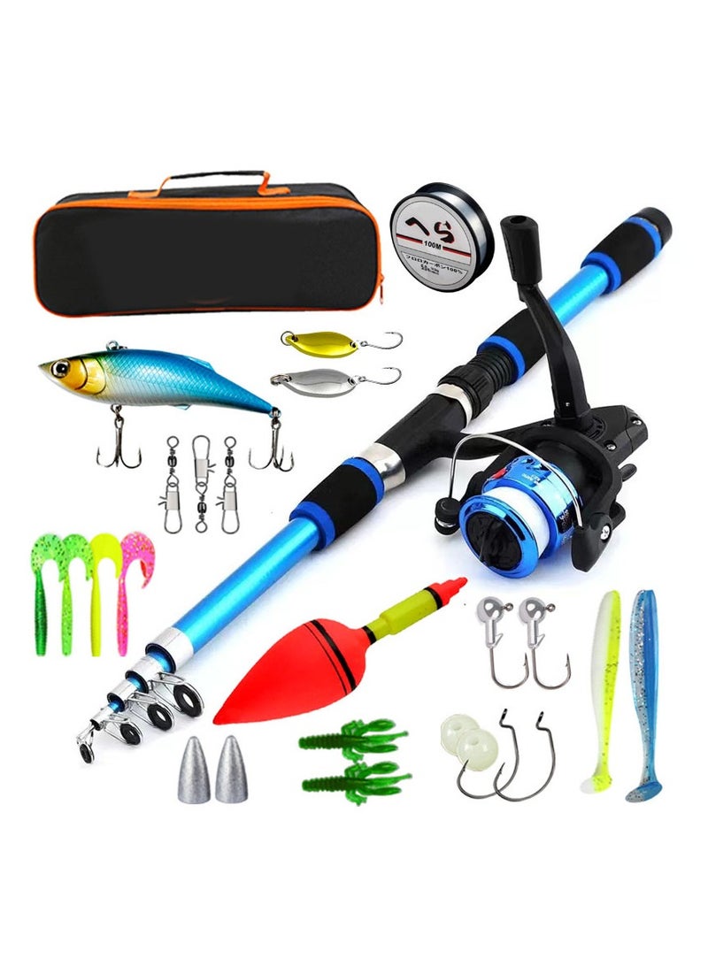 Arabest Lures Set Hard Sea Fishing Rod and Reel Combos, Portable Telescopic Fishing Rod and Reel Combo Kit, with Carrier Bag, Fishing Gear, Fishing Lures, Complete Sea Pole Kit - Image 1