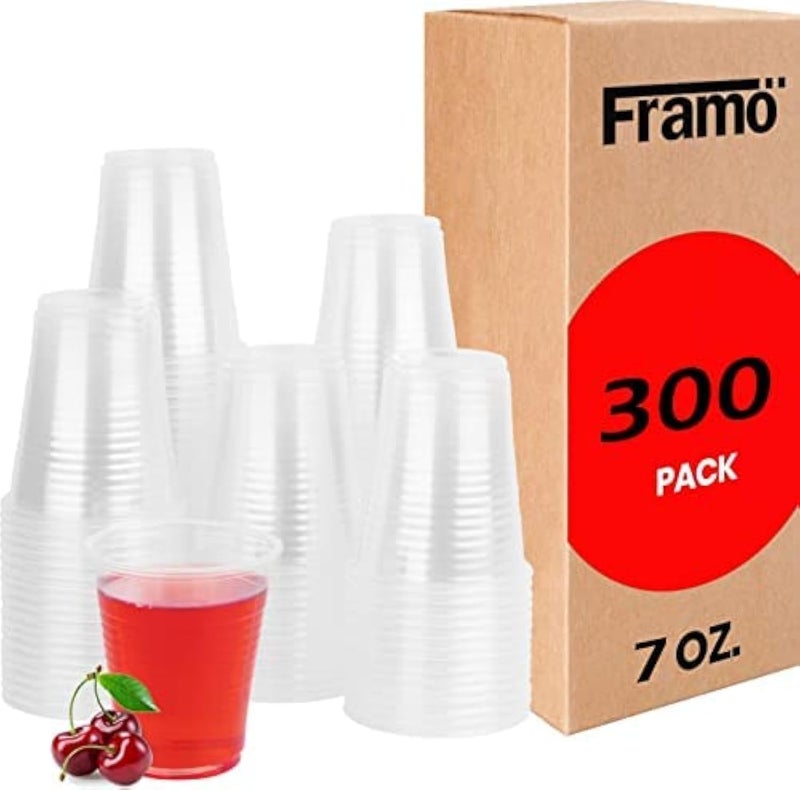 7 oz Clear Plastic Cups  Disposable Cups for Parties Picnics BBQ and Events Perfect for Cold Drinks Great Value for Home and Commercial Use Translucent Design 300