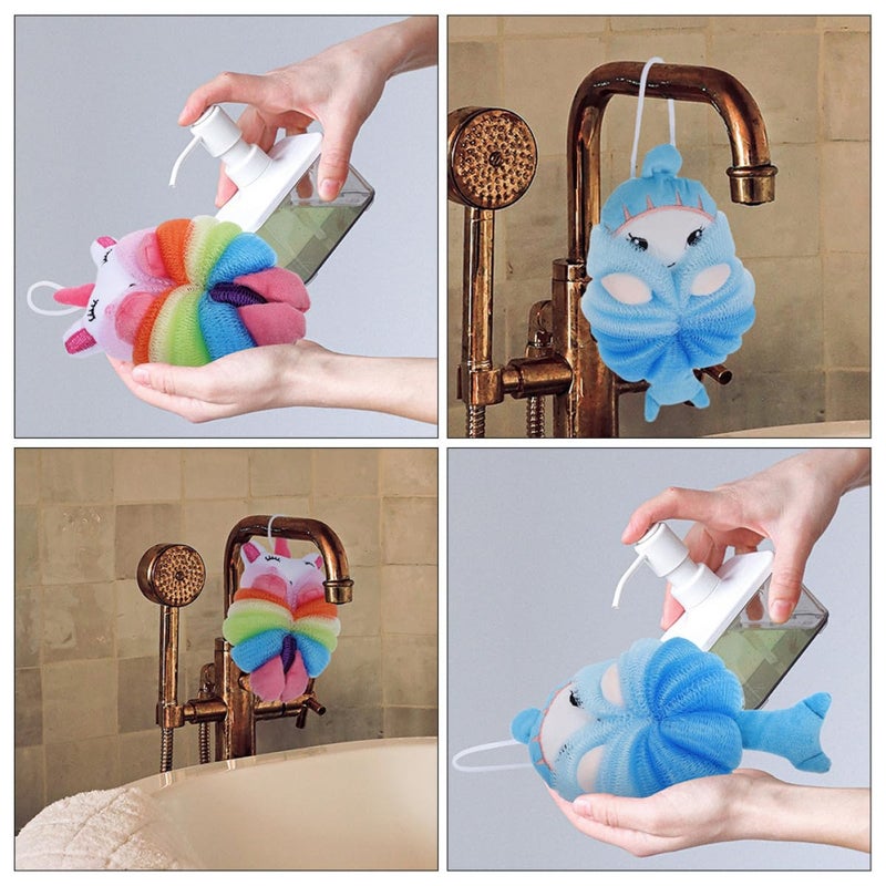 قطعتان من إسفنج الاستحمام الكرتوني، ليفة استحمام ناعمة وصديقة للبشرة للأطفال. - Image 4
