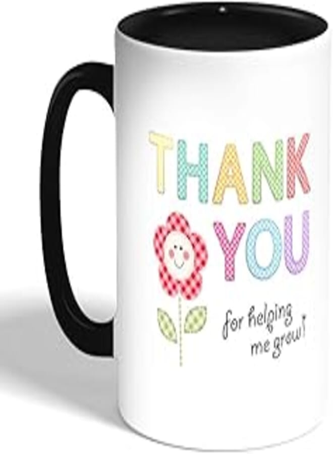 Decalac Thank You For Helping Me Grow Printed Coffee Mug, Black (Ceramic)