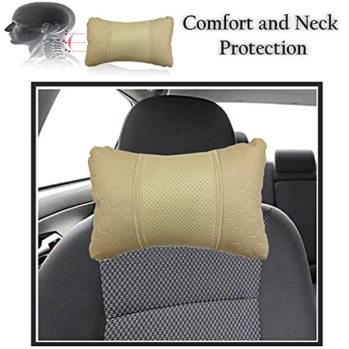 PulGos Beige Car Seat Neck Rest Cushion Pillow in Football Print(Set of 2) for Rapid_PR1122 - Image 5