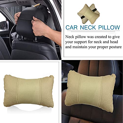 PulGos Beige Car Seat Neck Rest Cushion Pillow in Football Print(Set of 2) for Rapid_PR1122 - Image 4