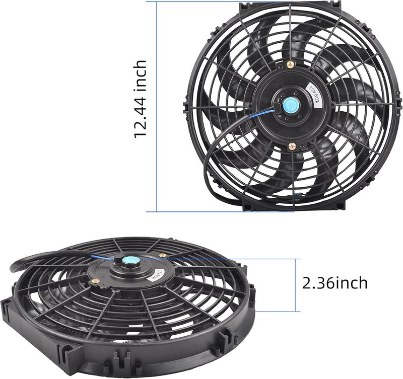 GESEXI 12 Inch Slim Fan Push Pull Electric Radiator Cooling Fan Universal High Performance 12V 80W Motor with Fan Mounting Kit (Black) - Image 4