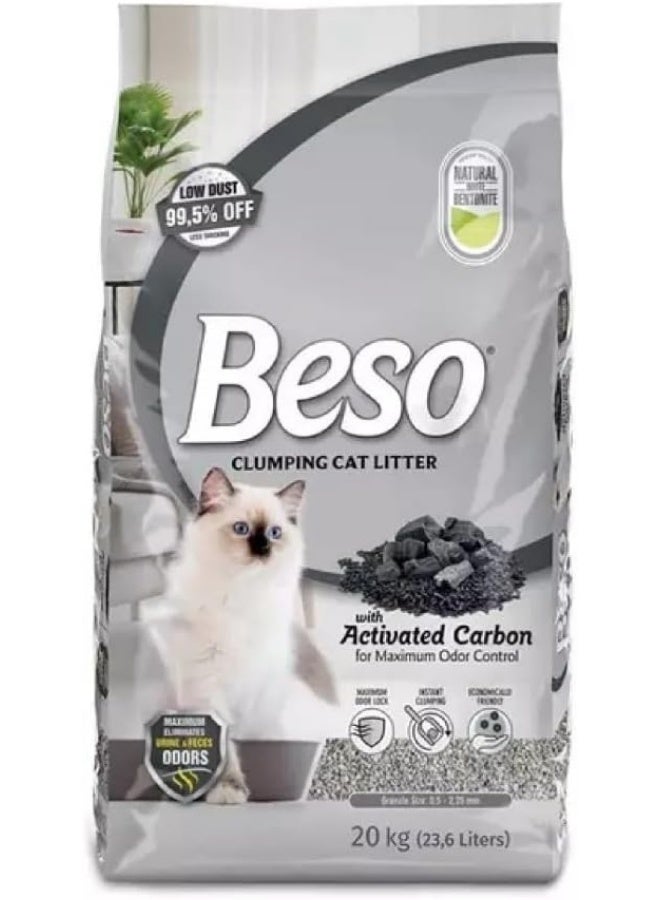 Beso Clumping Cat Litter with Activated Carbon – Superior Odor Control & Fast Clumping Power