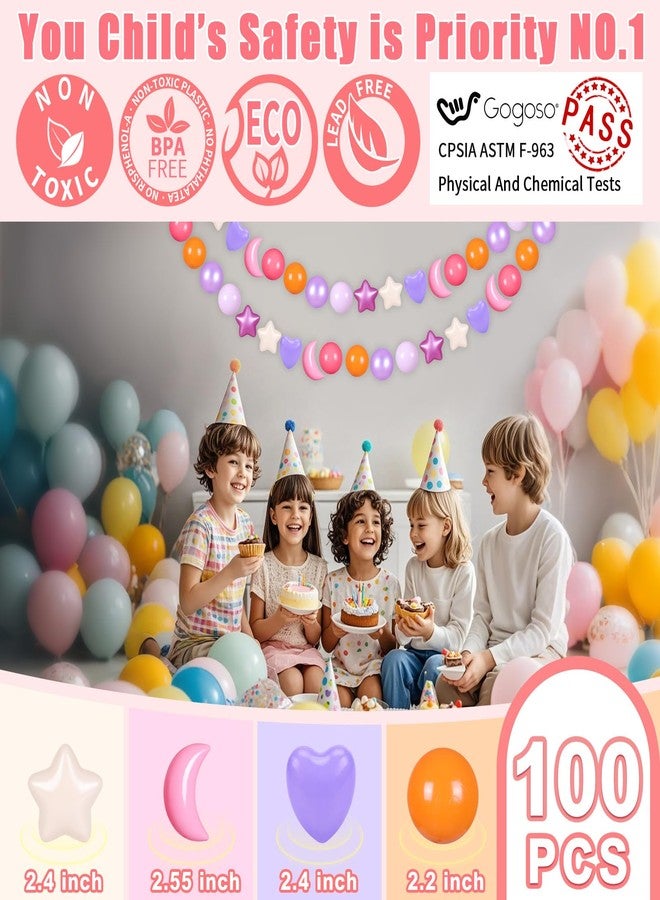 Gogoso كرات اللعب على شكل نجوم وقلوب وقمر من GOGOSO، كرات للعب في بركة الكرات، 100 200 500 1000 مقاومة للكسر وخالية من BPA للأطفال والرضع، ألوان باستيل، لافندر حلو وردي-بنفسجي، 100 - Image 5
