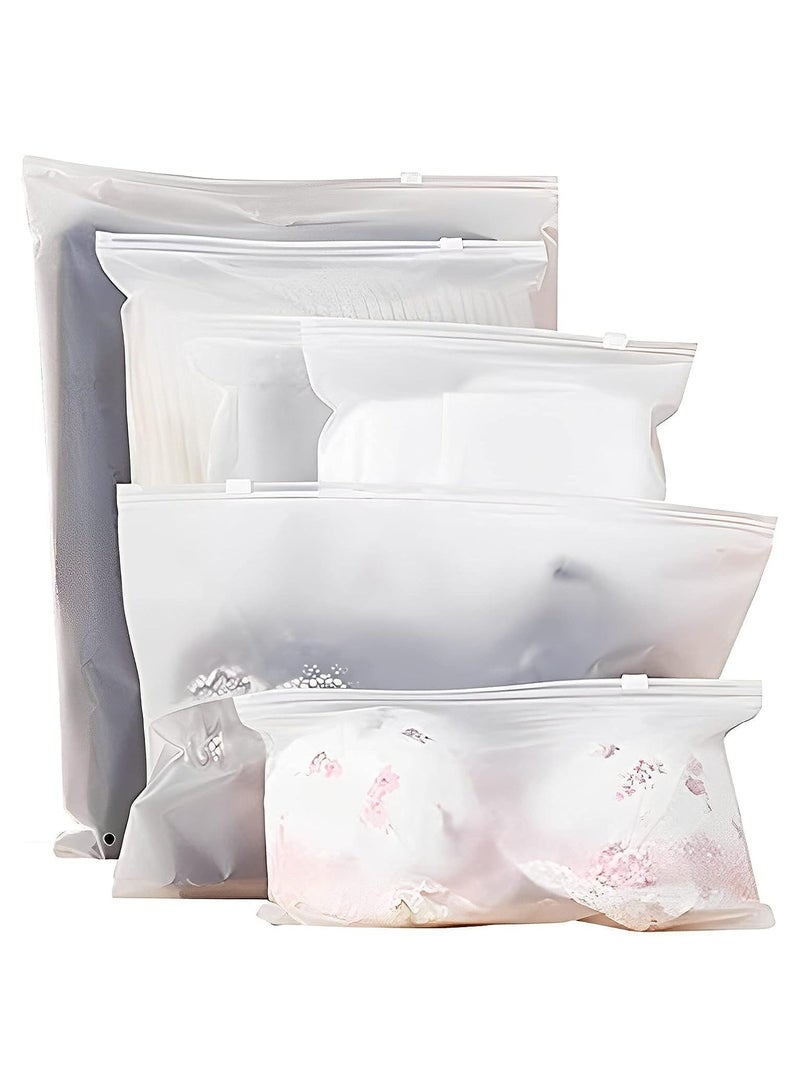 25 PCs Frosted Resealable Hospital Bag Organiser Pouches, Packing Cubes Waterproof Travel Storage Bags, No Hole Plastic Ziplock Bags for Clothes, Shoes, Cosmetics(5 Size)