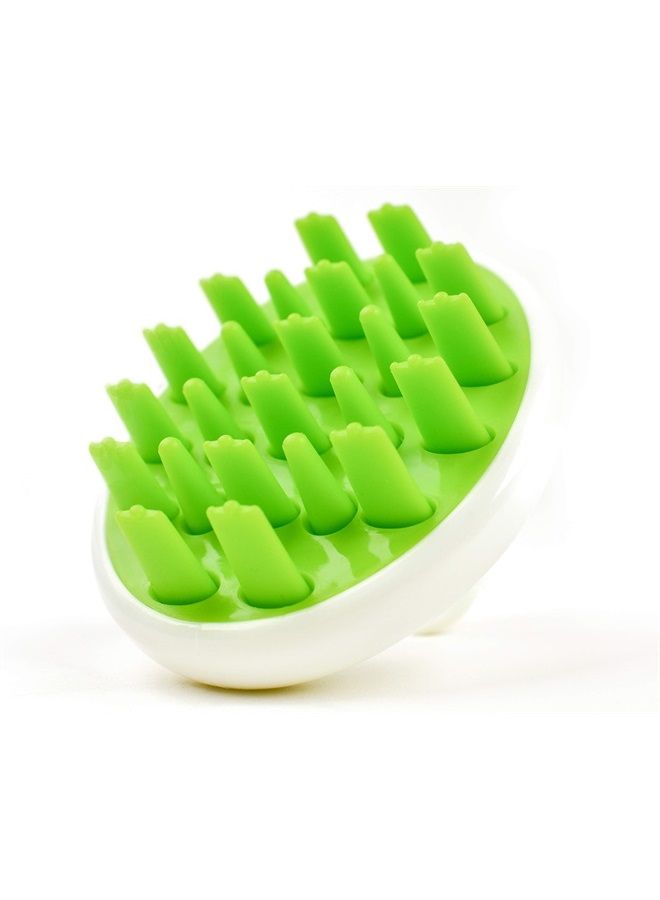 Zyllion Hair Shampoo Brush and Scalp Massager Care for Dandruff Removal, Scrubber, Hair Growth and Exfoliator with Flat and Pointed Soft Silicone Bristles for Women and Men - Green (ZMA-12-GR) - Image 1