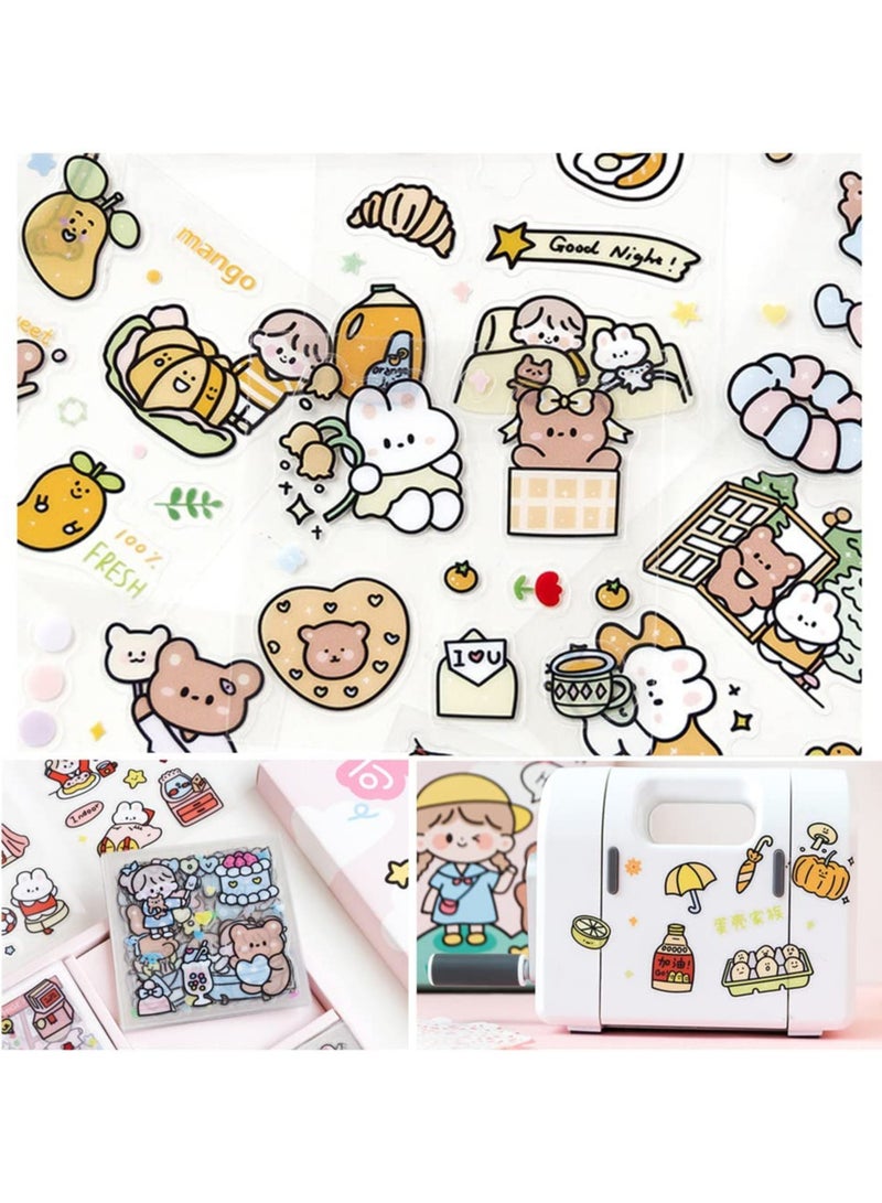 VIUAUAX مجموعة ملصقات، مجموعة ملصقات 100 ورقة، مجموعة ملصقات فينيل كرتونية جمالية مزخرفة، 100 ورقة، 600+ قطعة صغيرة لطيفة من الحيوانات الأليفة شفافة، شخصية كرتونية، زهرة، ملصق مزخرف لسجلات القصاصات، للأعمال الفنية والحرف اليدوية، والألبومات، والمخططات، والتقويمات، ودفاتر الملاحظات - Image 5
