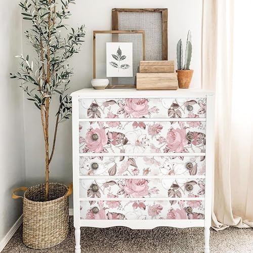 Hopepak Floral Peel and Stick Wallpaper Modern Pink Wall Paper Self Adhesive Removable Contact Paper for Girls Bedroom Cabinets Bathroom Nursery Home Decoration 16.1'' x 118'' - Image 3