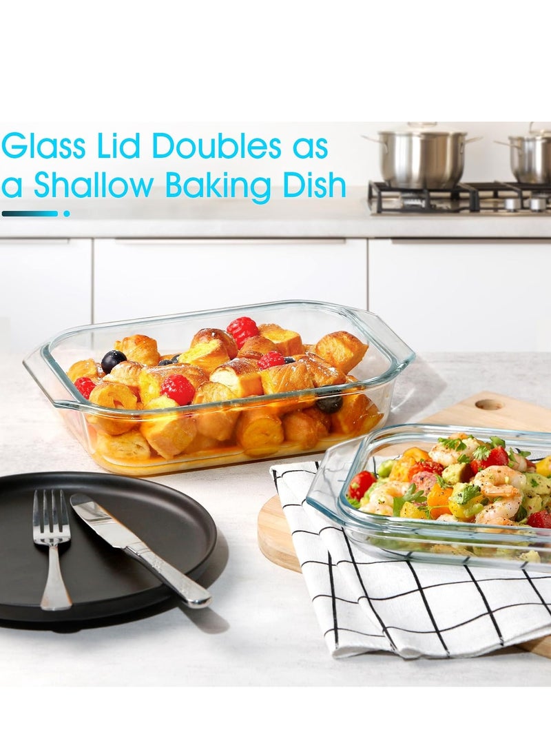 NUTRIUPS 1.4QT Small Glass Casserole Dish With Glass Lid, (8.5×6.1in) Tempered Glass, Glass Casserole Dish for Oven，Rectangular Casserole Dish with Lid - Image 3