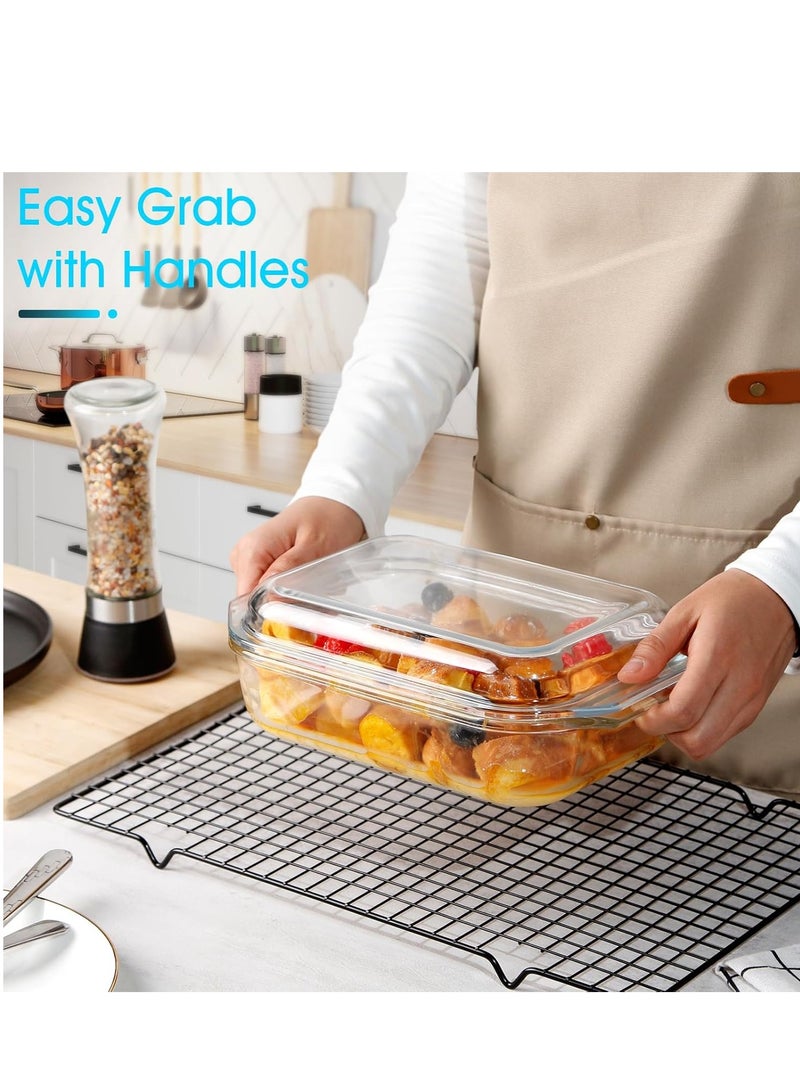 NUTRIUPS 1.4QT Small Glass Casserole Dish With Glass Lid, (8.5×6.1in) Tempered Glass, Glass Casserole Dish for Oven，Rectangular Casserole Dish with Lid - Image 4