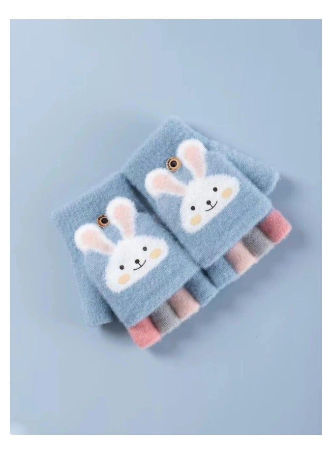 1 Pair Cartoon Soft Winter Gloves for Kids Suitable for Ages 3-12 Years