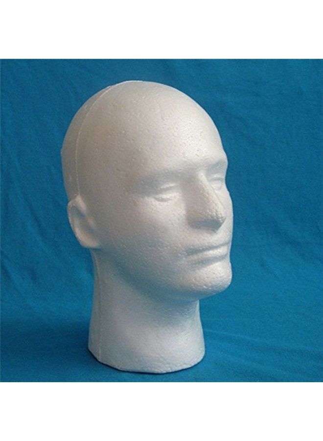 LIAMTU Male Wig Display Mannequin Head Stand Model Styrofoam Foam White - Image 3